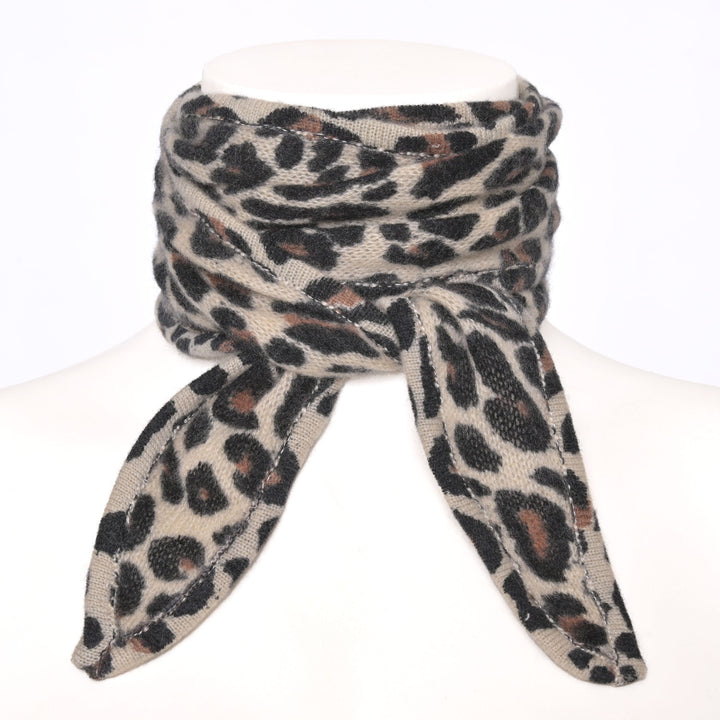 Cashmere Schal Ella-cs mit Leo-Print in Braun