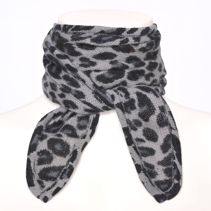 Cashmere Schal Ella-cs mit Leo-Print in Schwarz