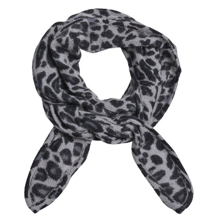 Cashmere Schal Ella-cs mit Leo-Print in Schwarz