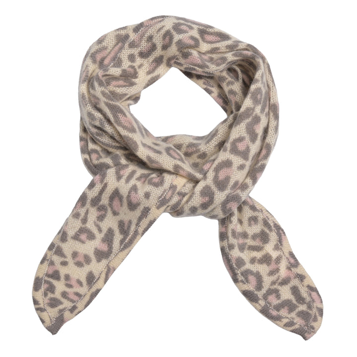 Kaschmirschal Ella-cs mit Leo-Print in Taupe