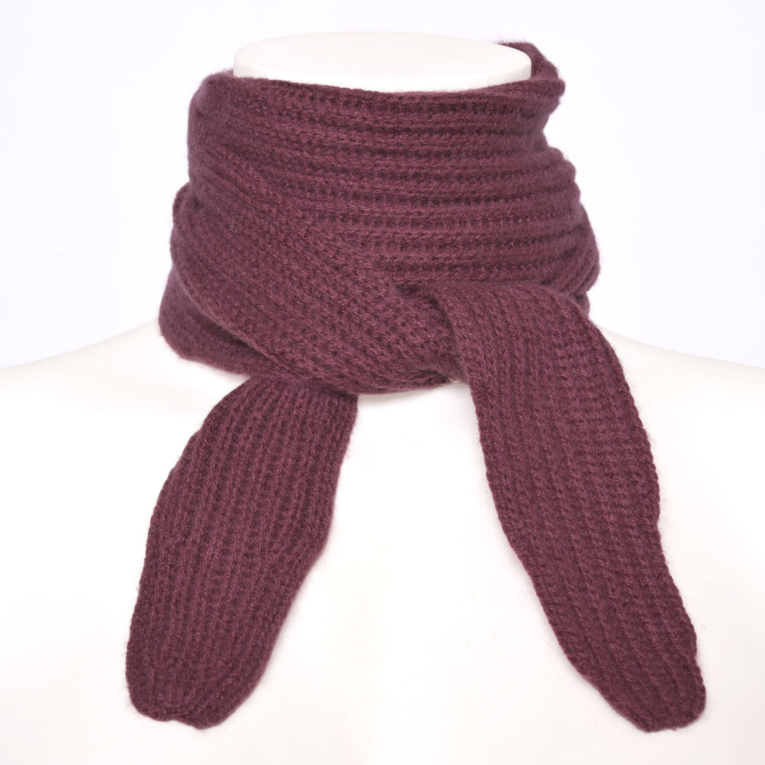 Cashmere Schal Ella-cs mit Patent-Strickmuster in Aubergine