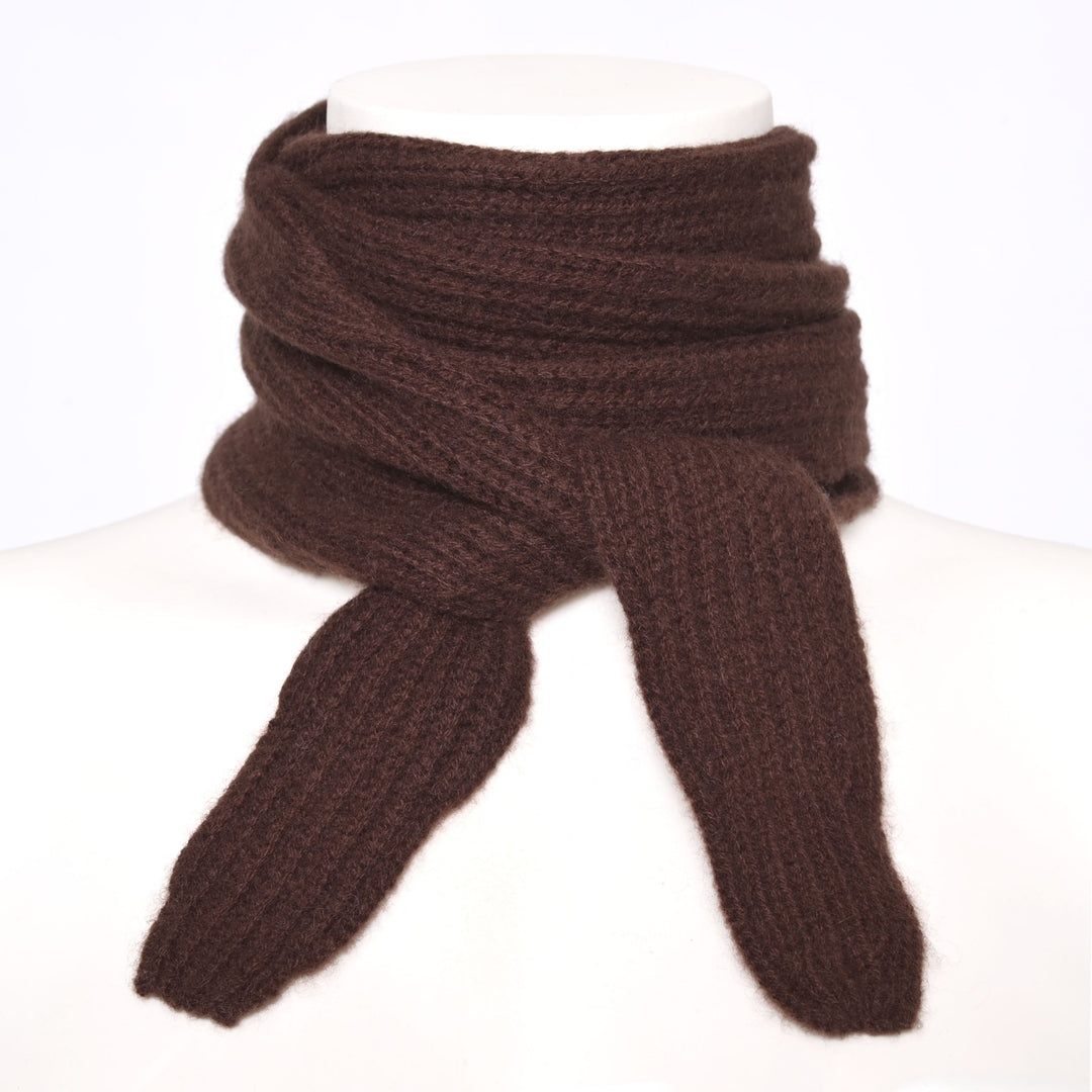 Cashmere Schal Ella-cs mit Patent-Strickmuster in Dunkelbraun