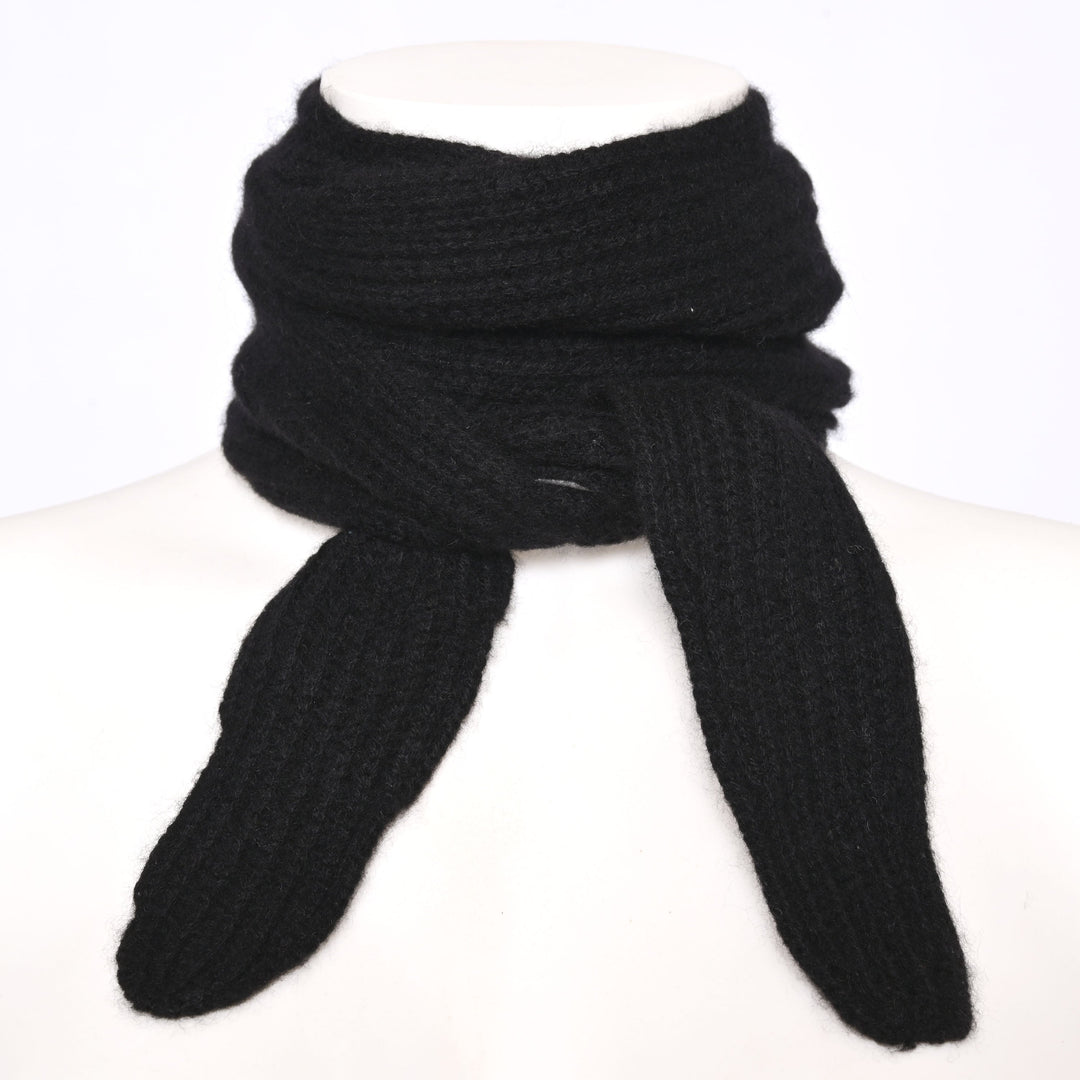 Kaschmirschal Ella-cs mit Patent-Strickmuster in Schwarz