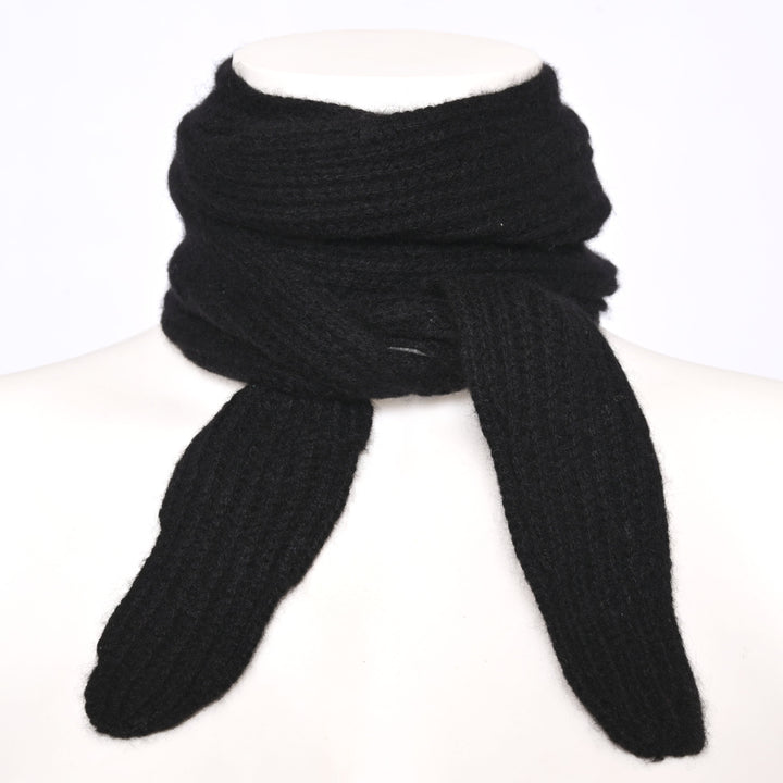 Kaschmirschal Ella-cs mit Patent-Strickmuster in Schwarz