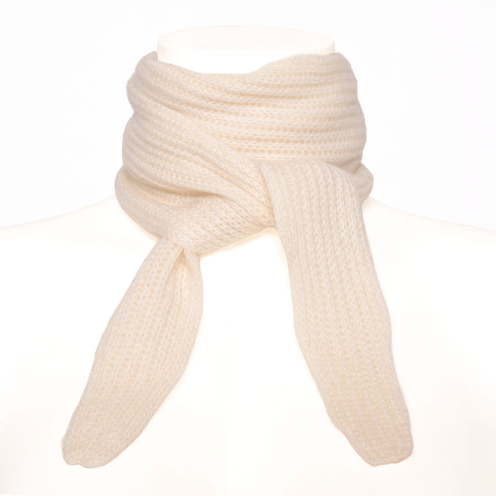 Cashmere Schal Ella-cs mit Patent-Strickmuster in Vanille