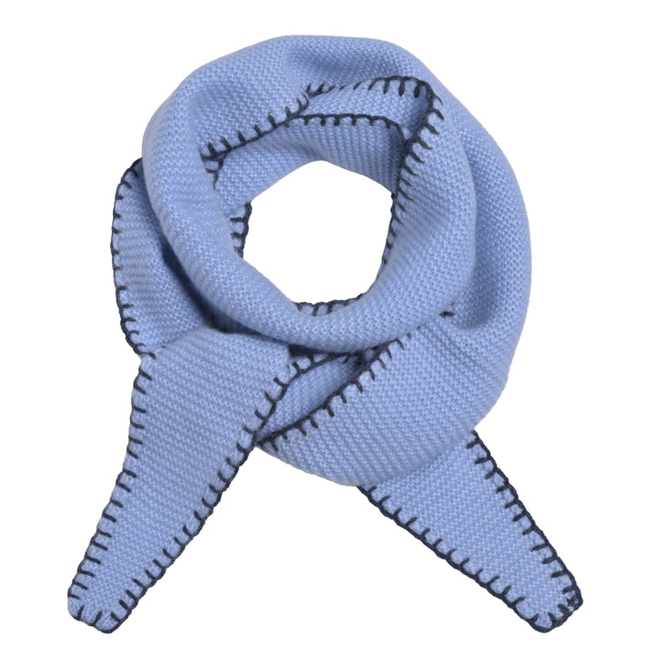 Cashmere Schal Ella-cs mit Stitching-Kante in Hellblau