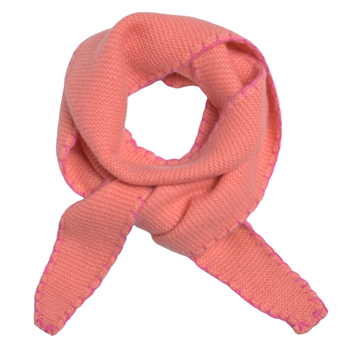 Cashmere Schal Ella-cs mit Stitching-Kante in Koralle