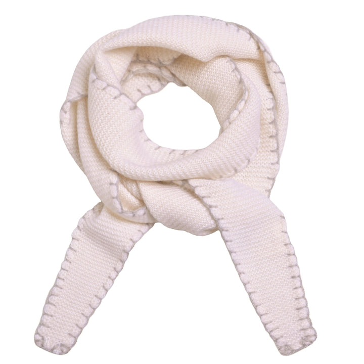 Cashmere Schal Ella-cs mit Stitching-Kante in Vanille
