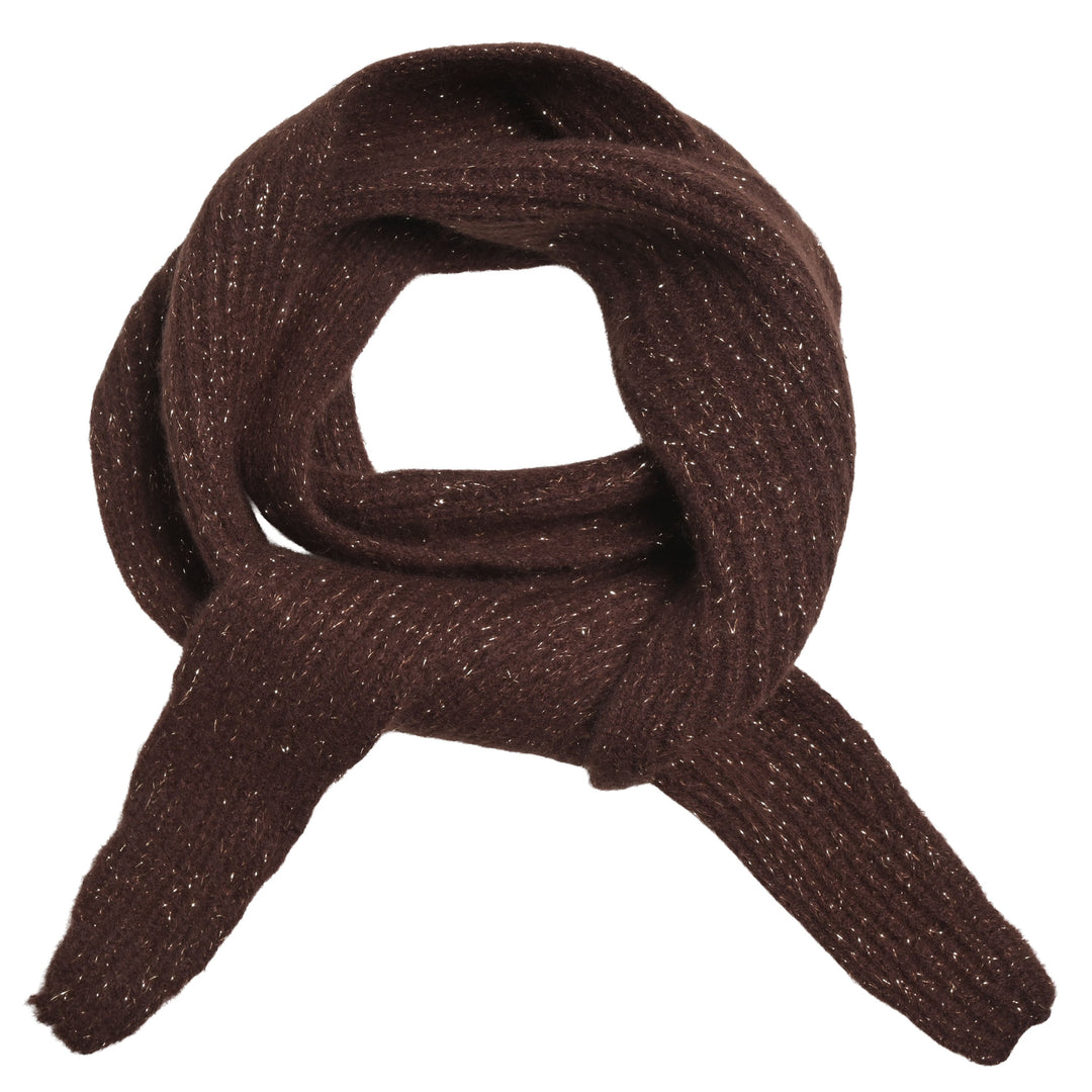 Schmaler Kaschmirschal mit glitzernden Lurexfäden in der Farbe Dunkelbraun