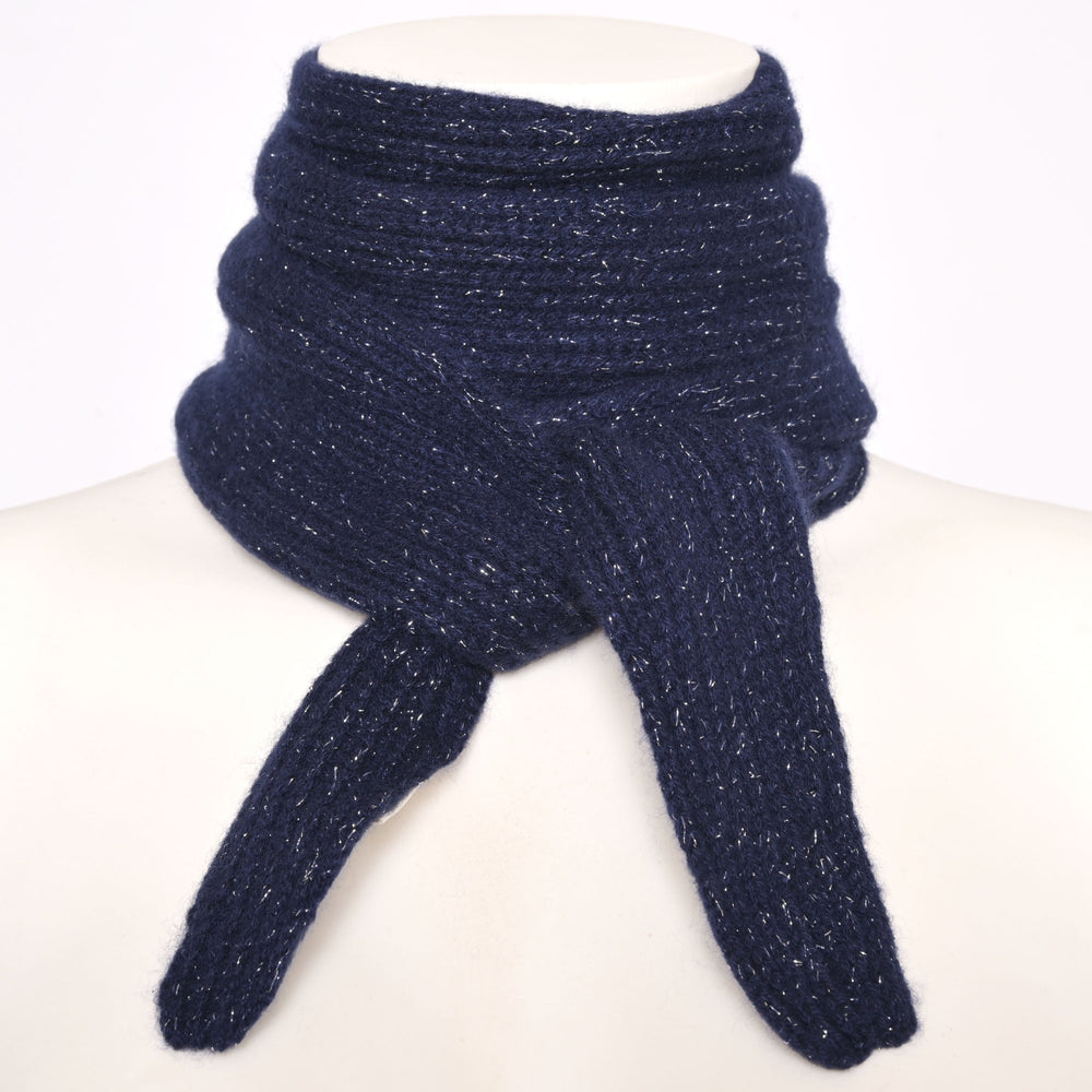 Schmaler Kaschmirschal mit glitzernden Lurexfäden in der Farbe Dunkelblau