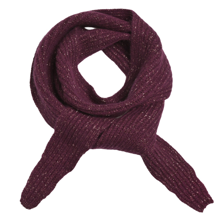 Kaschmirschal Ella in Aubergine mit glitzernden Lurexfäden, schmaler Patentstrick, festliches Accessoire, Windbreaker.