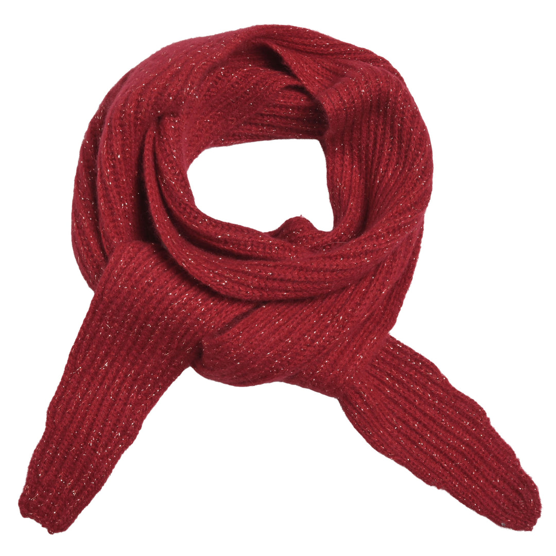 Kaschmirschal Ella in Brick mit glitzernden Lurexfäden, schmaler Patentstrick, festliches Accessoire.