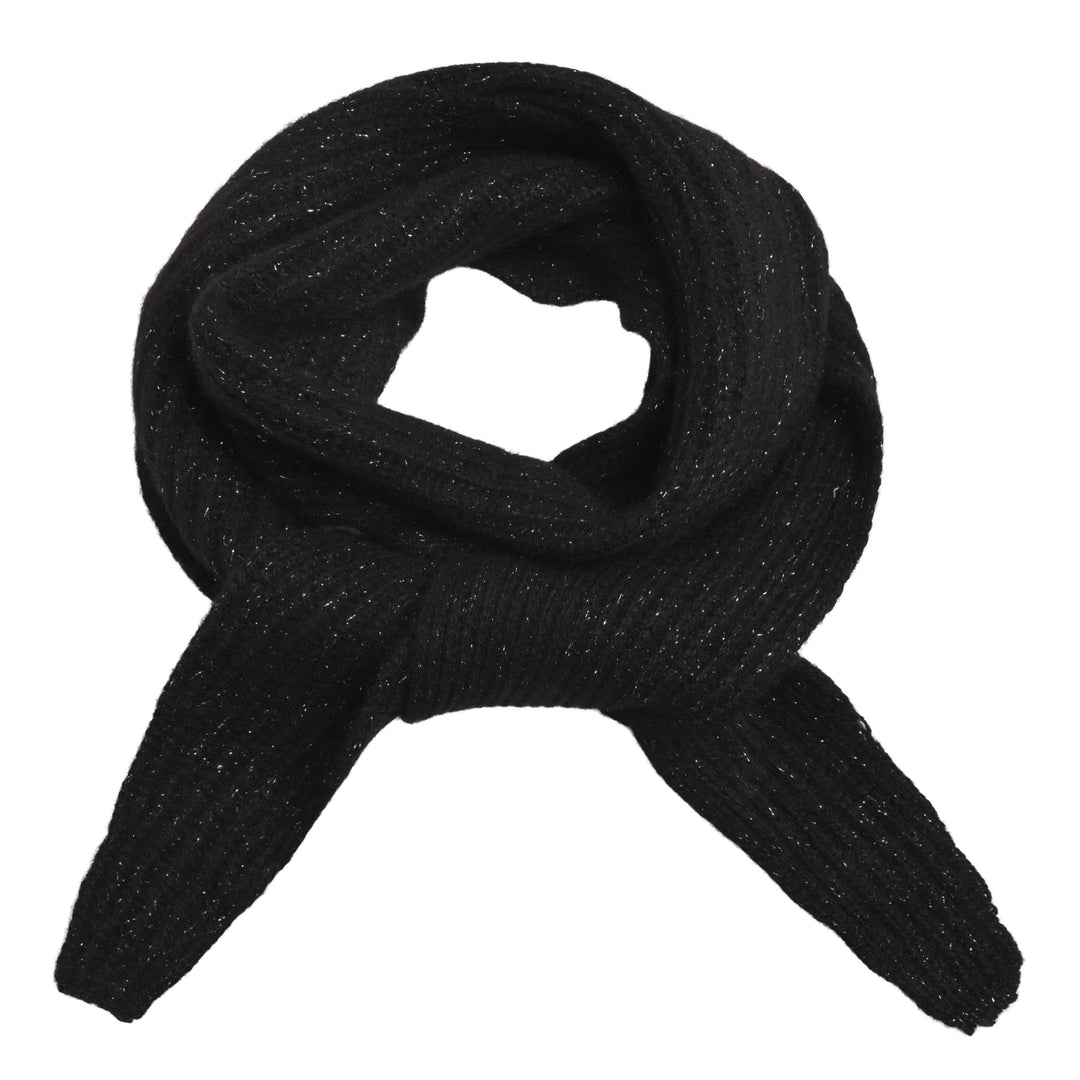 Kaschmirschal Ella in Schwarz mit glitzernden Lurexfäden in Silber, schmaler Patentstrick, festliches Accessoire, Windbreaker