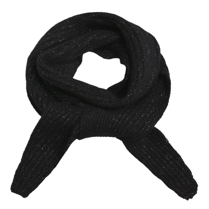 Kaschmirschal Ella in Schwarz mit glitzernden Lurexfäden in Silber, schmaler Patentstrick, festliches Accessoire, Windbreaker