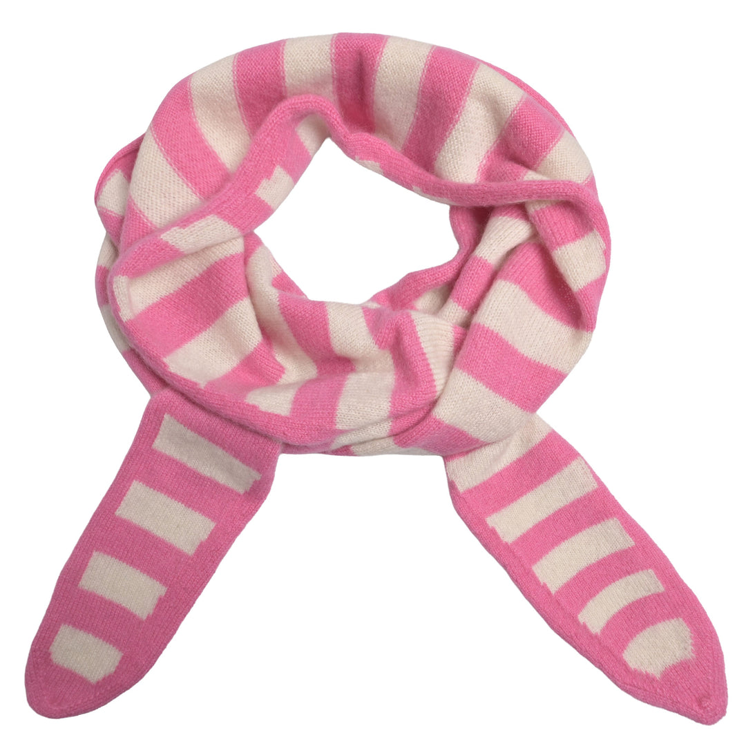 Schmales Haltstuch für Damen aus 100% Kaschmir in Pink mit Streifen