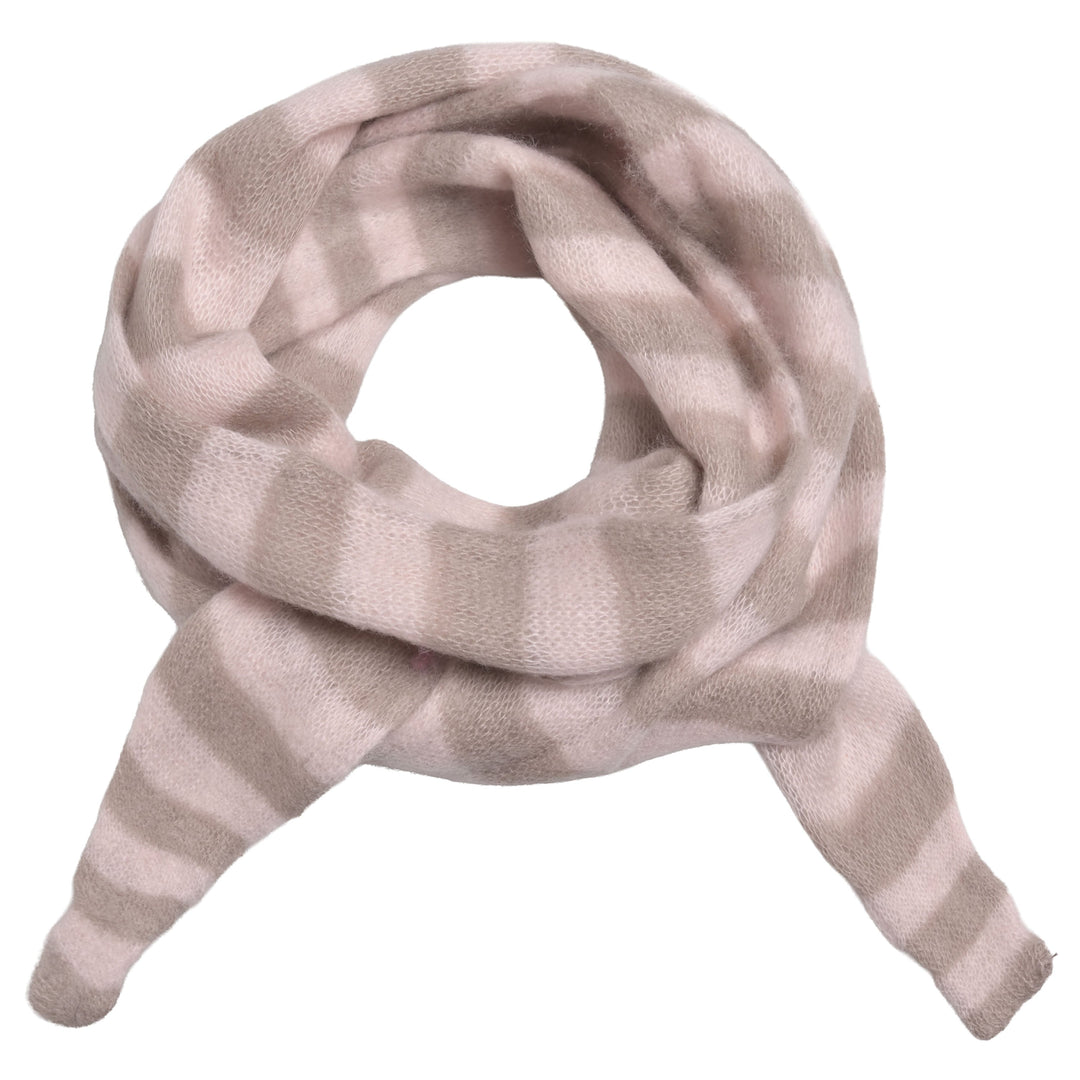 Fair produzierter Kaschmirschal aus Nepal schmal geschnitten mit Streifen in Taupe