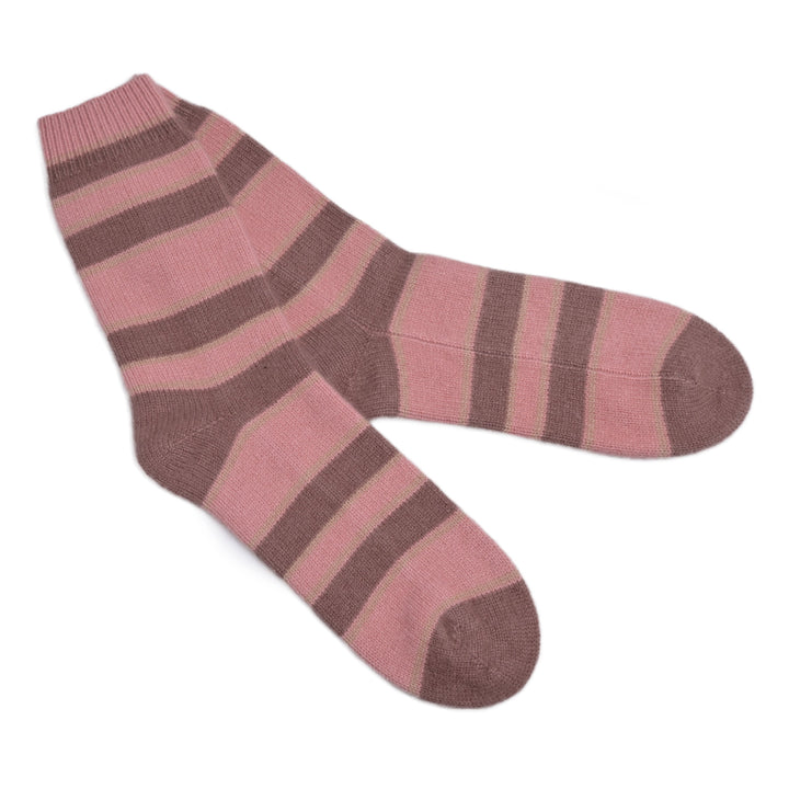 Cashmere Socken Stripe-cs in Rose Blush