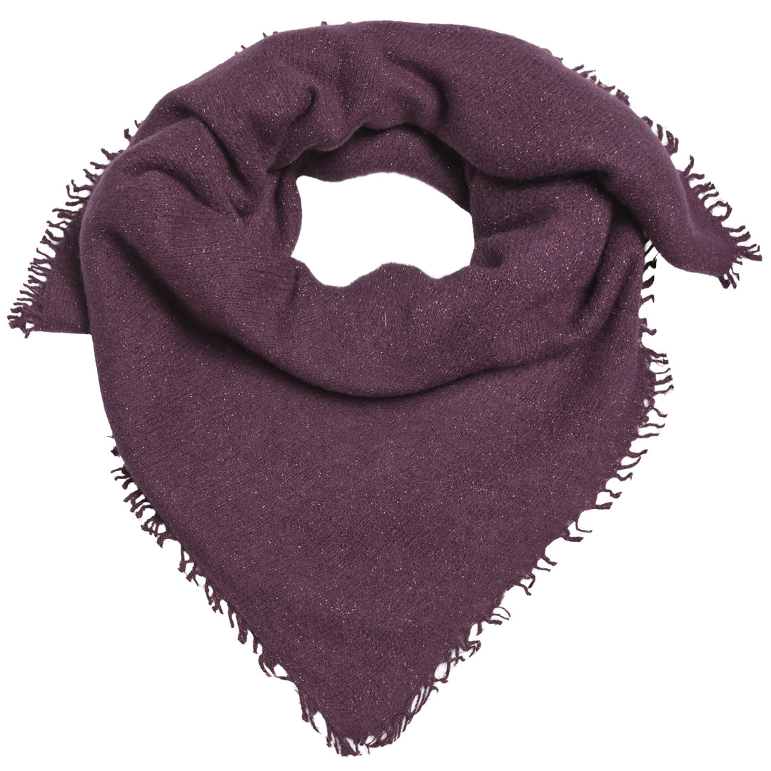 Kaschmir-Bandana Blair-cs in Barolo mit feinen, eingearbeiteten Lurexfäden und dezenten Fransen, quadratisch 65 x 65 cm