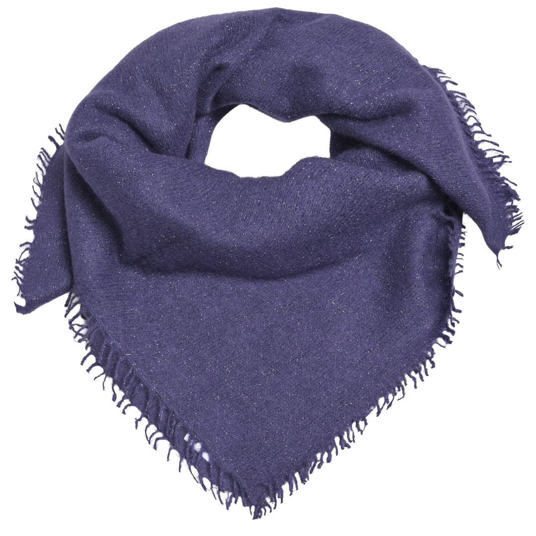 Kaschmir-Bandana Blair-cs in Purple Nights mit feinen, eingearbeiteten Lurexfäden und dezenten Fransen, quadratisch 65 x 65 cm