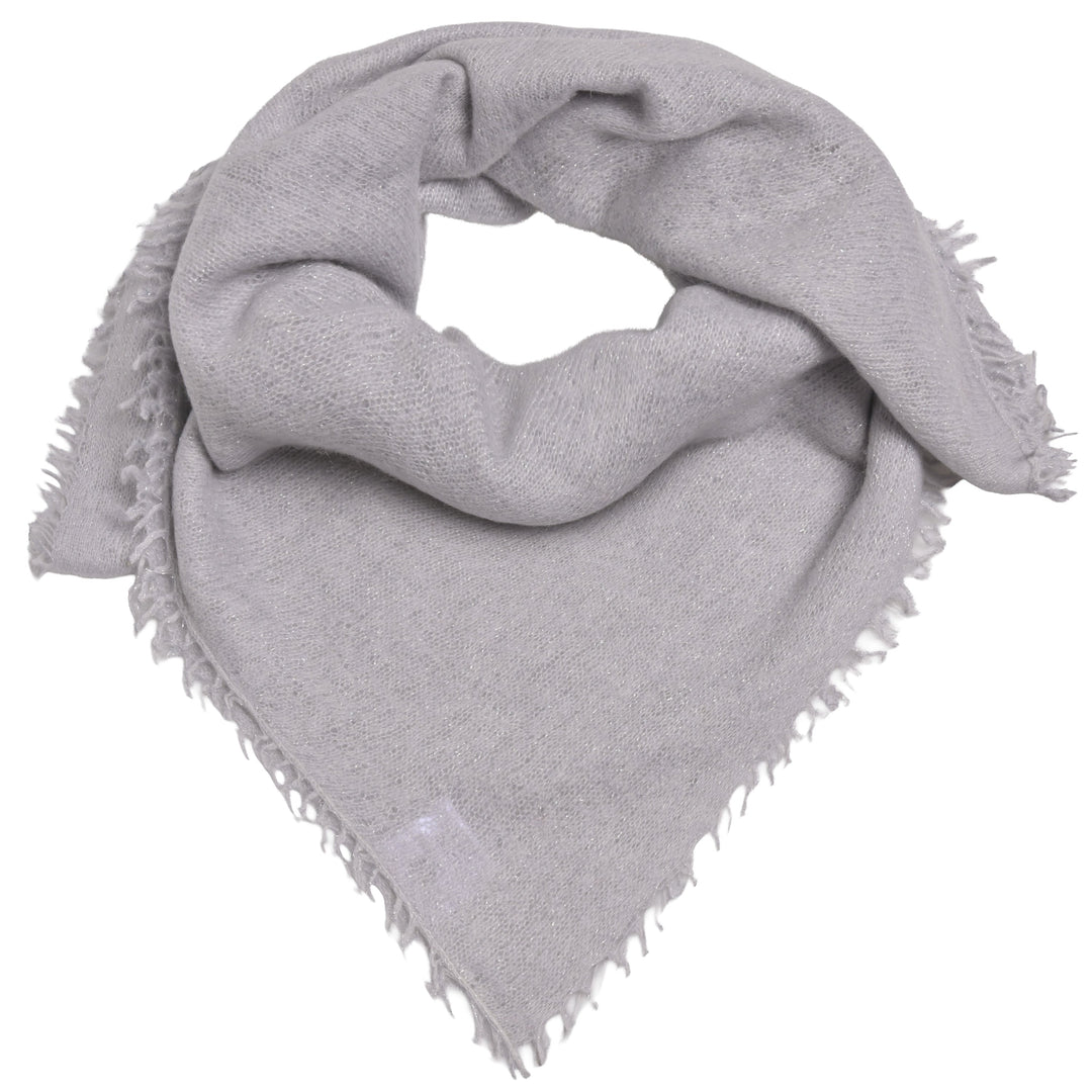 Kaschmir-Bandana Blair-cs in Tidal Grey mit feinen, eingearbeiteten Lurexfäden und dezenten Fransen, quadratisch 65 x 65 cm