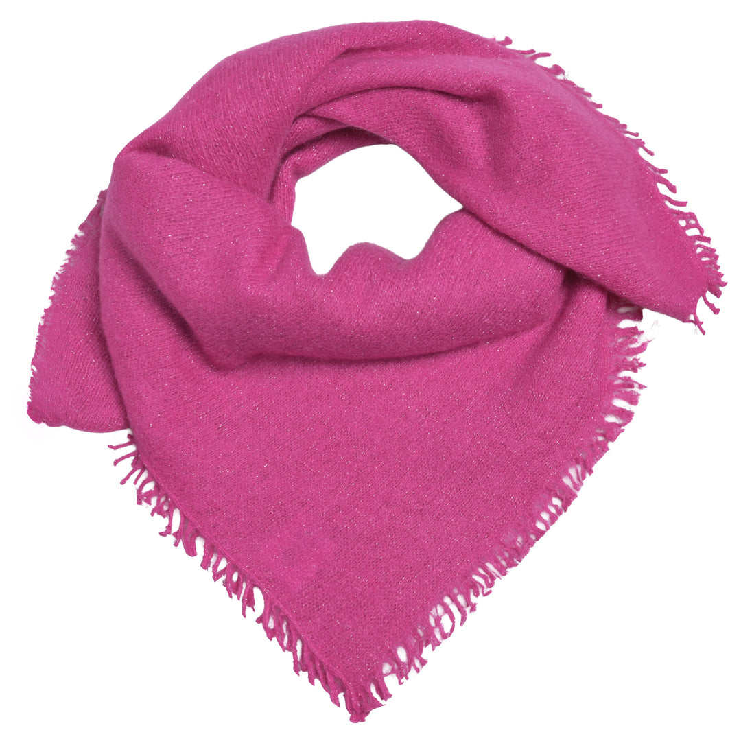 Kaschmir Bandana Blair-cs in Wild Berry  mit feinen, eingearbeiteten Lurexfäden und dezenten Fransen, quadratisch 65 x 65 cm