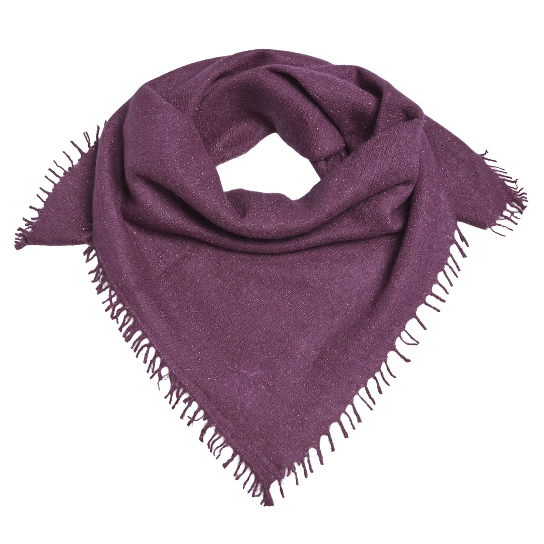 Bandana aus reinem Kaschmir mit glitzerndem Lurex für Damen in der Farbe Aubergine.