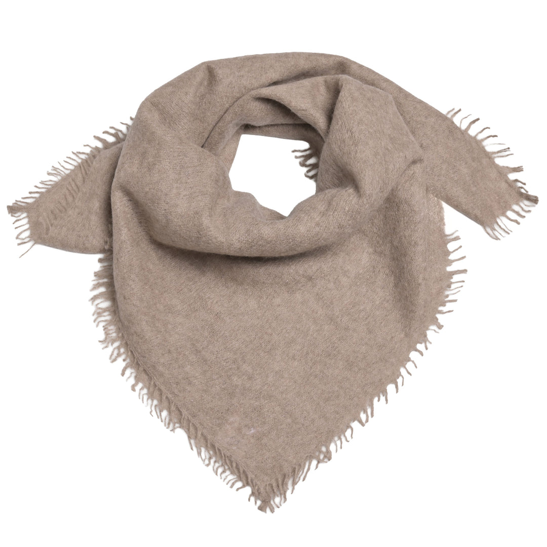 Edles Kaschmir-Bandana aus 100 % Kaschmir in Beige Meliert, quadratisches Tuch 65 x 65 cm, handgefertigt in Nepal