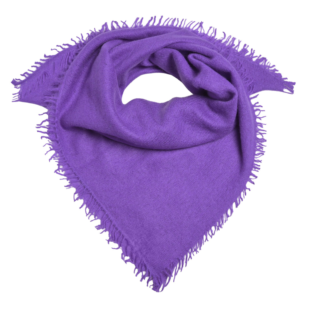Kaschmir-Bandana aus 100 % Kaschmir in Deep Lavender, quadratisches Tuch 65 x 65 cm, handgefertigt in Nepal