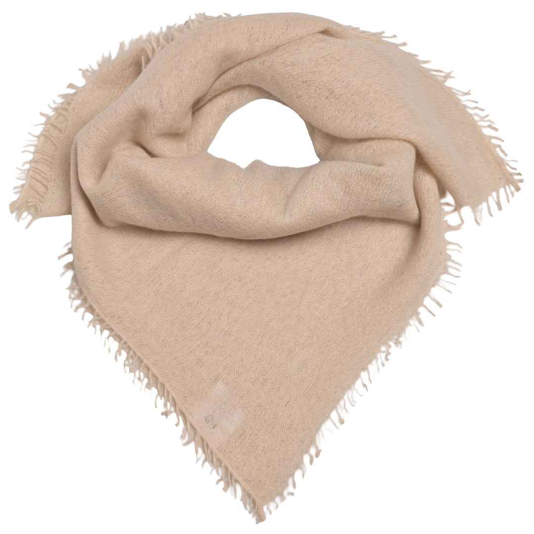 Edles Kaschmirtuch für Damen mit dezenten Fransen, 65 x 65 cm, vielseitig tragbares Bandana aus 100% reinem Kaschmir, Farbe: Foundation (Beige) Produktbild