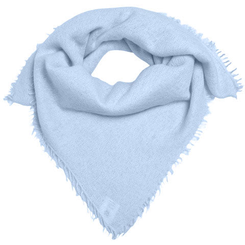 Hellblaues Kaschmirtuch für Damen mit dezenten Fransen, 65 x 65 cm, vielseitig tragbares Bandana aus 100% reinem Kaschmir, Farbe: Frosty, Produktbild