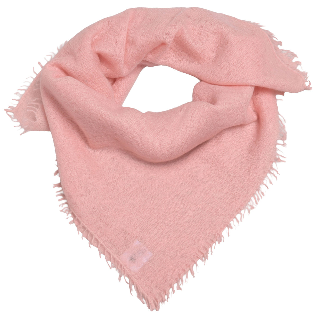 Rosafarbenes Kaschmirtuch für Damen mit dezenten Fransen, 65 x 65 cm, vielseitig tragbares Bandana aus 100% reinem Kaschmir, Farbe: Kiss Me, Produktbild