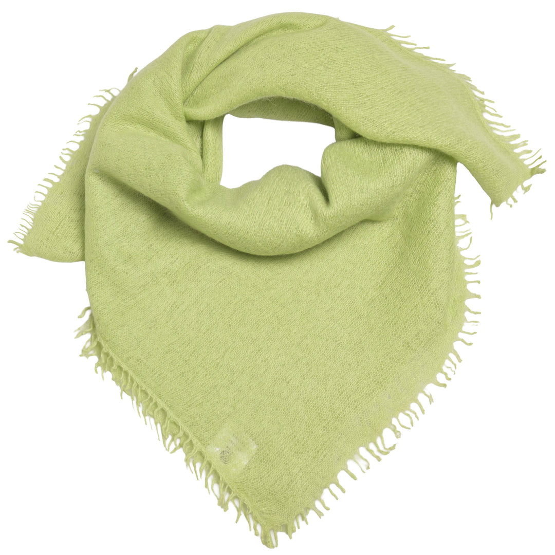 Hautfreundliches Kaschmirtuch für Damen mit dezenten Fransen, 65 x 65 cm, vielseitig tragbares Bandana aus 100% reinem Kaschmir, Farbe: Lime, Produktbild