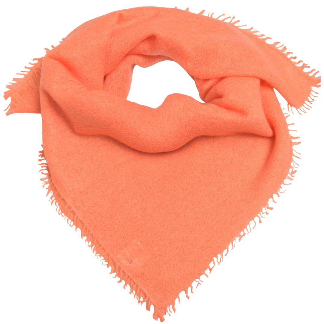 Edles Kaschmirtuch für Damen mit dezenten Fransen, 65 x 65 cm, vielseitig tragbares Bandana aus 100% reinem Kaschmir, Farbe: Nectarine, Produktbild