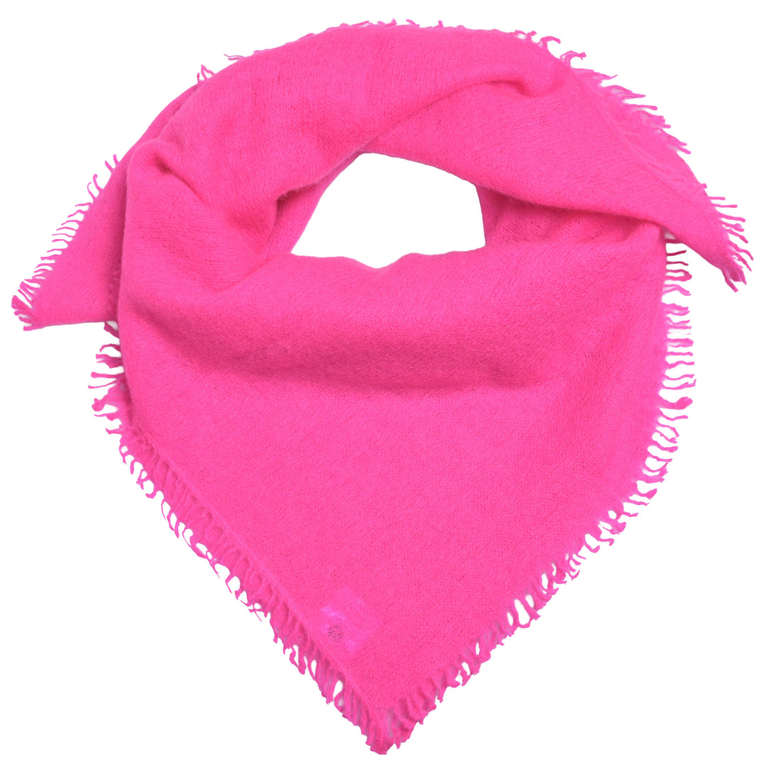 Hautfreundliches Kaschmirtuch für Damen mit dezenten Fransen, 65 x 65 cm, quadratisches Bandana aus 100% reinem Kaschmir, Farbe: Neonpink, Produktbild