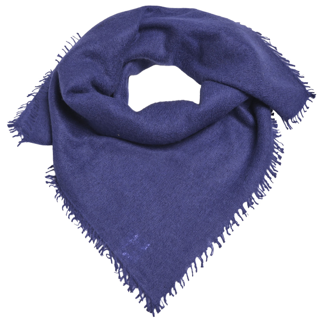 Dunkelblaues Kaschmirtuch für Damen mit dezenten Fransen, 65 x 65 cm, vielseitig tragbares Bandana aus 100% reinem Kaschmir, Farbe: Ocean, Produktbild