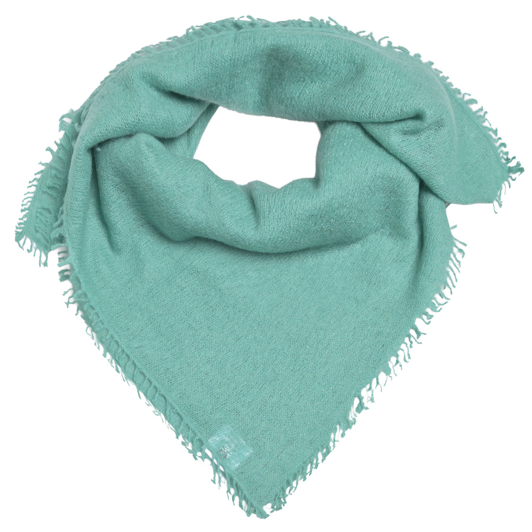 Grünes Kaschmirtuch für Damen mit dezenten Fransen, 65 x 65 cm, vielseitig tragbares Bandana aus 100% reinem Kaschmir, Farbe: Spermint, Produktbild