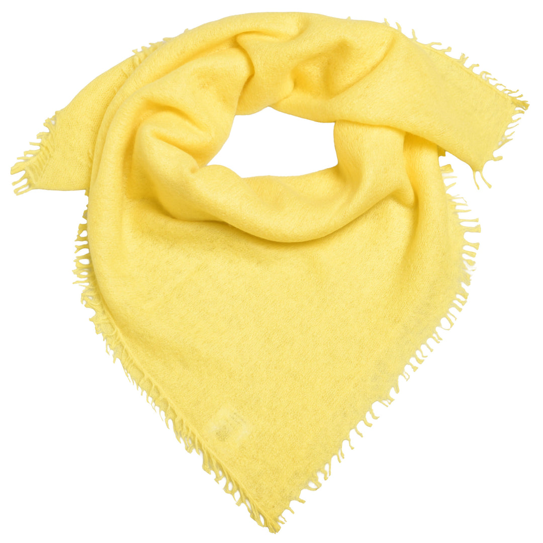 Edles Kaschmirtuch für Damen mit dezenten Fransen, 65 x 65 cm, vielseitig tragbares Bandana aus 100% reinem Kaschmir, Farbe: Vitamin C, Gelb, Produktbild