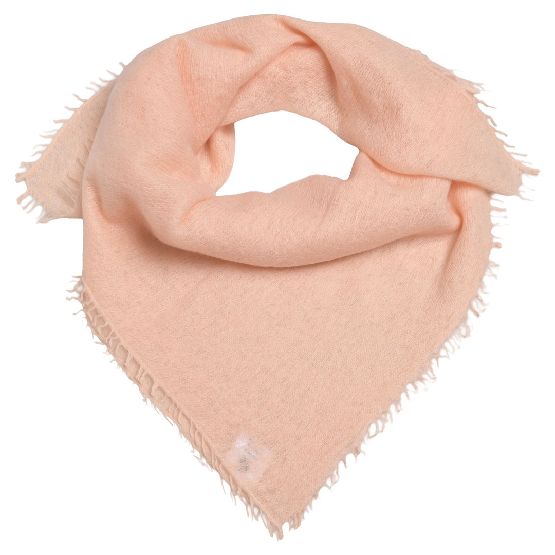 Edles Kaschmirtuch für Damen mit dezenten Fransen, 65 x 65 cm, vielseitig tragbares Bandana aus 100% reinem Kaschmir, Farbe: White Peach, Produktbild