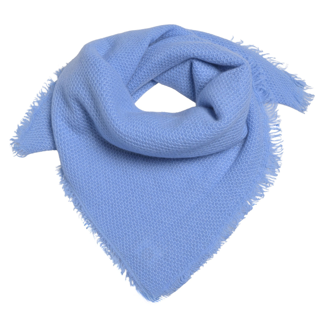 Edles Kaschmir Bandana mit Wabenstrickmuster aus 100 % reinem Kaschmir in Hellblau