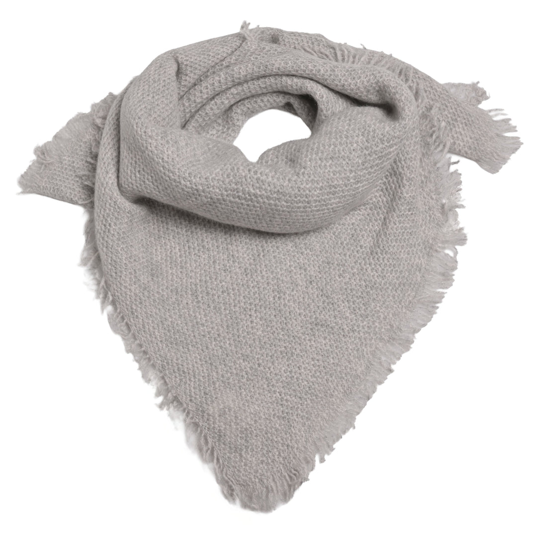 Edles Kaschmir Bandana mit Wabenstrickmuster aus 100 % reinem Kaschmir in Hellgrau Meliert