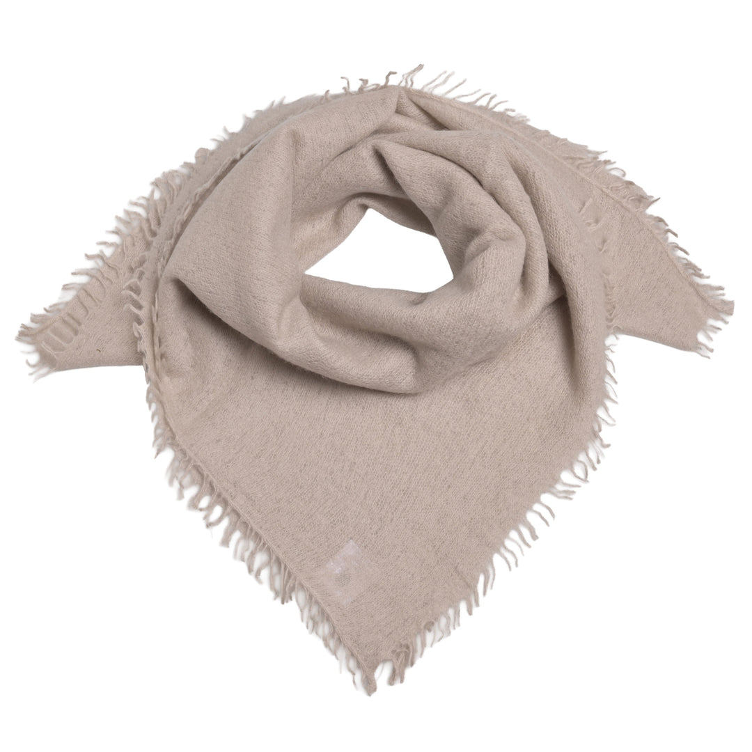 Edles Kaschmir-Bandana aus 100 % Kaschmir in hellem Beige, quadratisches Tuch 65 x 65 cm, handgefertigt in Nepal