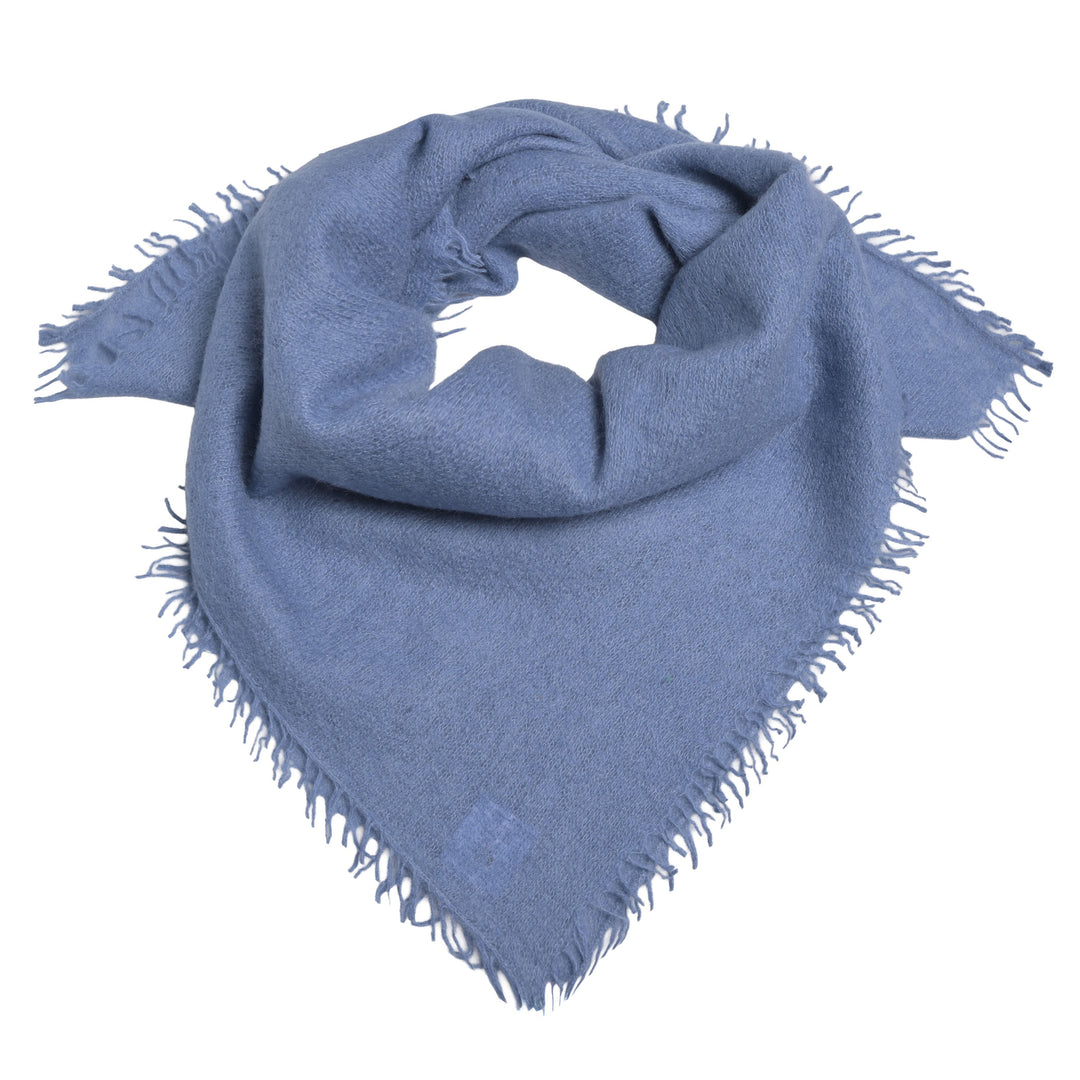 Edles Kaschmir-Bandana aus 100 % Kaschmir in Infinity Blue, quadratisches Tuch 65 x 65 cm, handgefertigt in Nepal