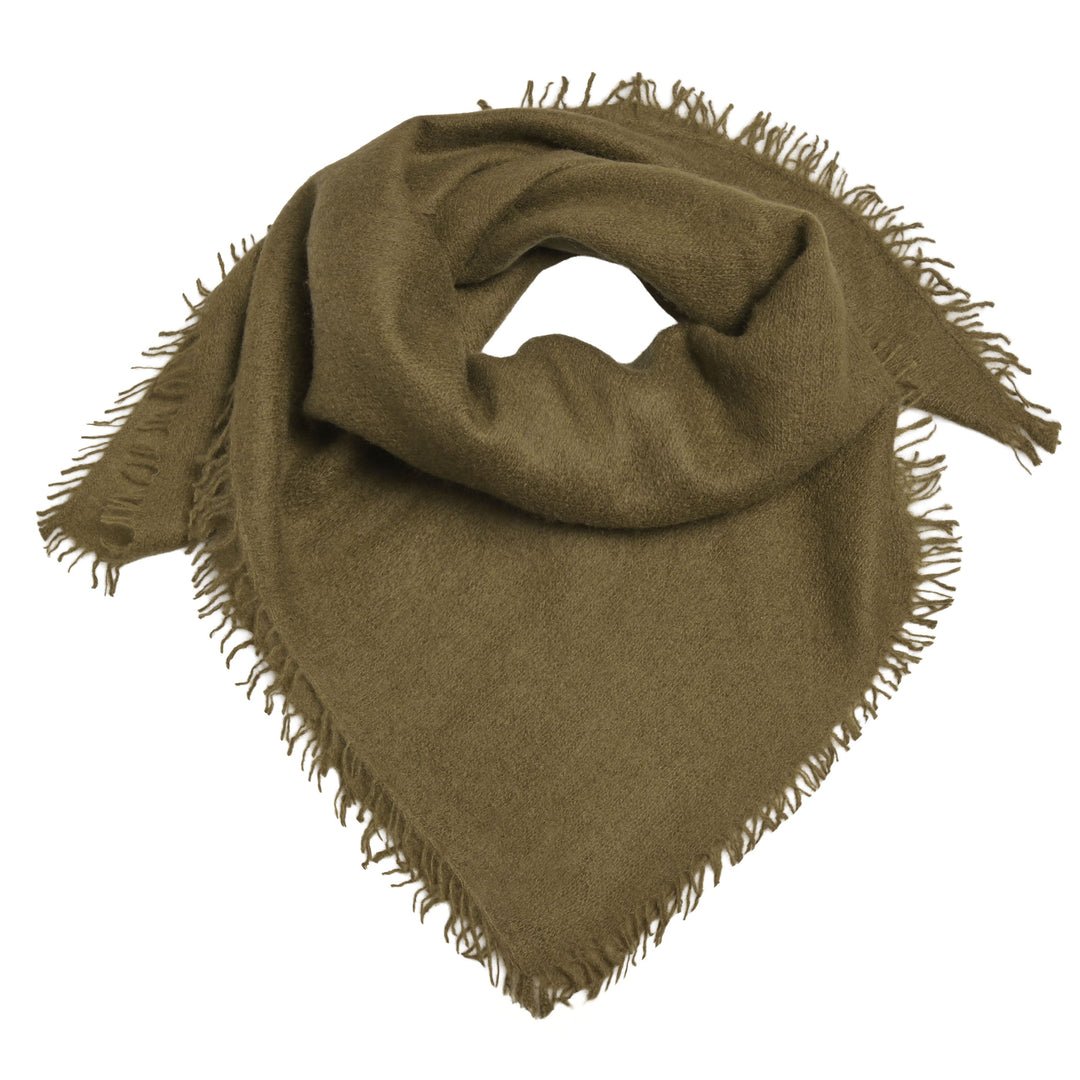 Quadratisches Kaschmir-Bandana aus 100 % Kaschmir in Moosgrün, quadratisches Tuch 65 x 65 cm, handgefertigt in Nepal