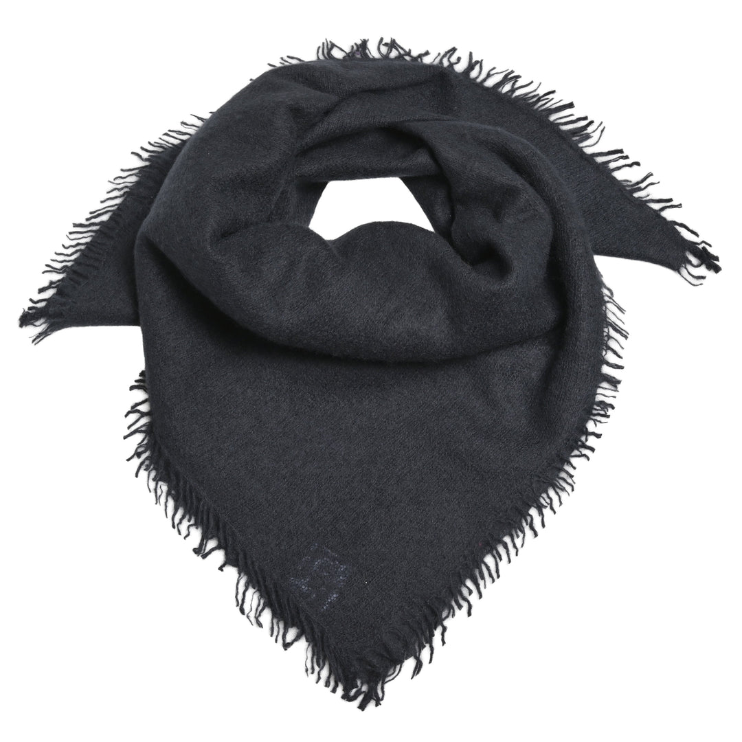 Luxuriöses Kaschmir-Bandana aus 100 % Kaschmir in Onyx, quadratisches Tuch 65 x 65 cm, handgefertigt in Nepal