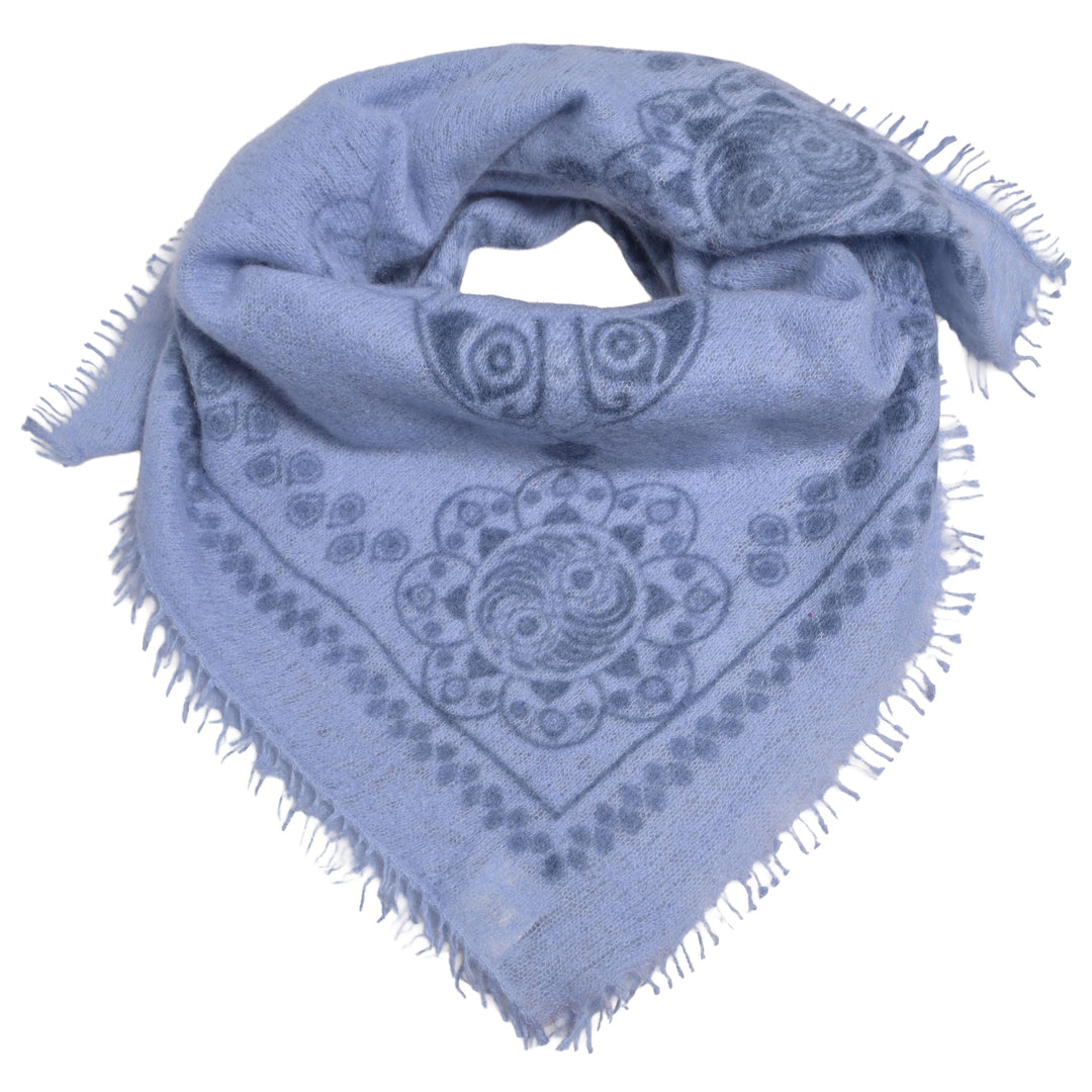 Blaues Kaschmir Bandana mit Ornament Muster