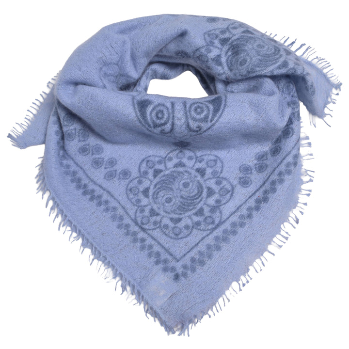 Blaues Kaschmir Bandana mit Ornament Muster
