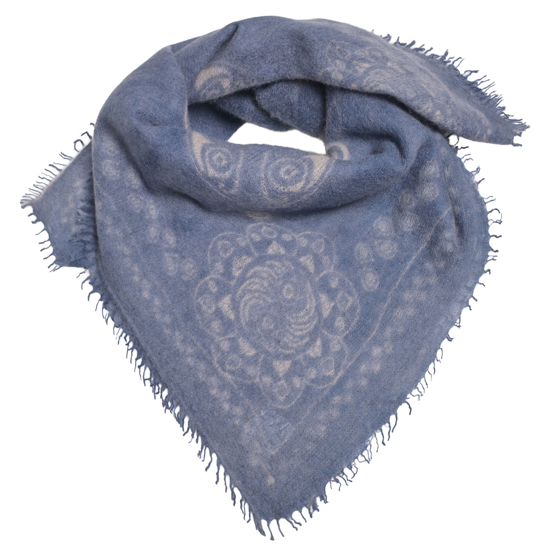 100 Prozent Cashmere Tuch quadratisch 70x70 cm mit Muster in Blau