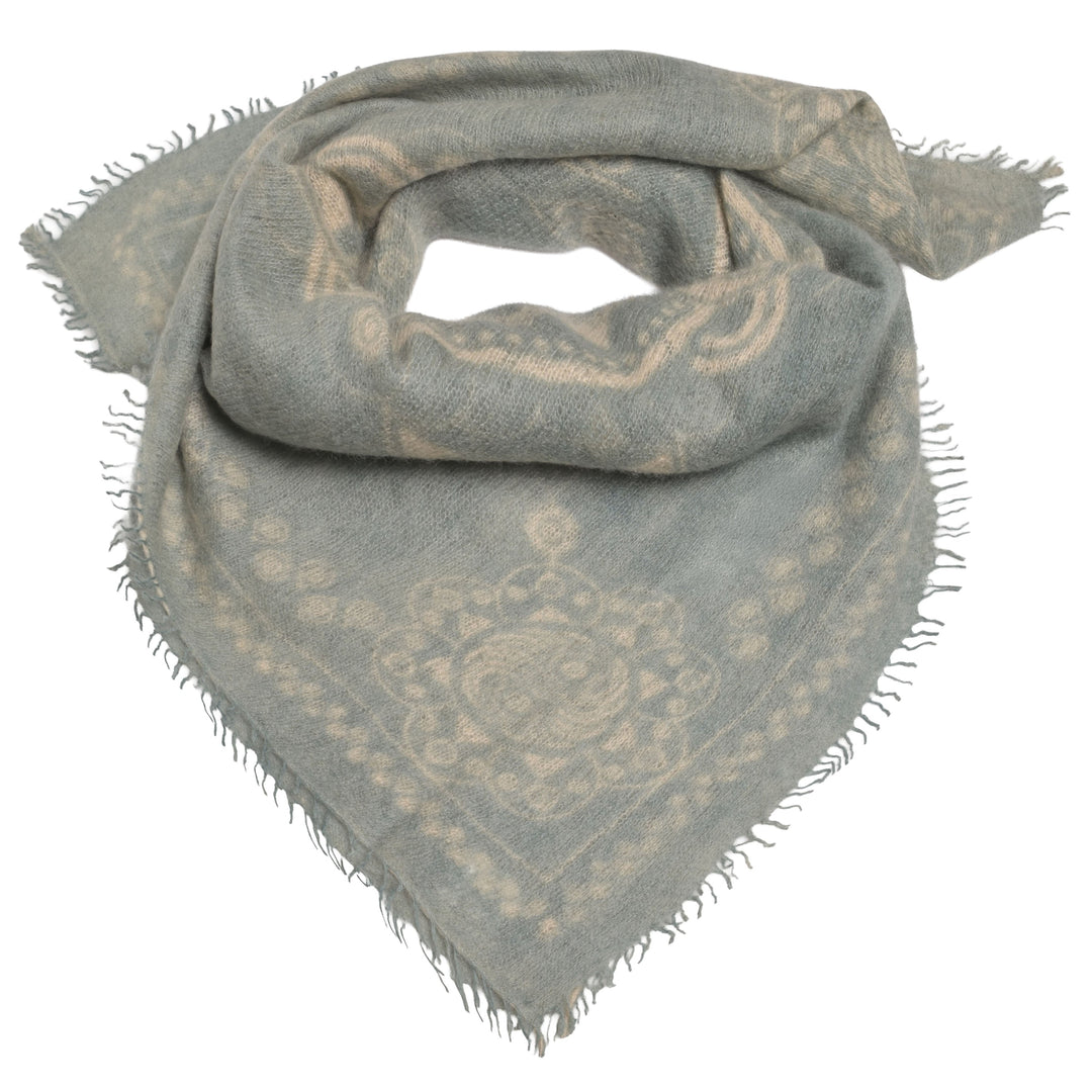 Bandana mit Ornament Motiv aus 100% reinem Kaschmir, Tuch in Oliv