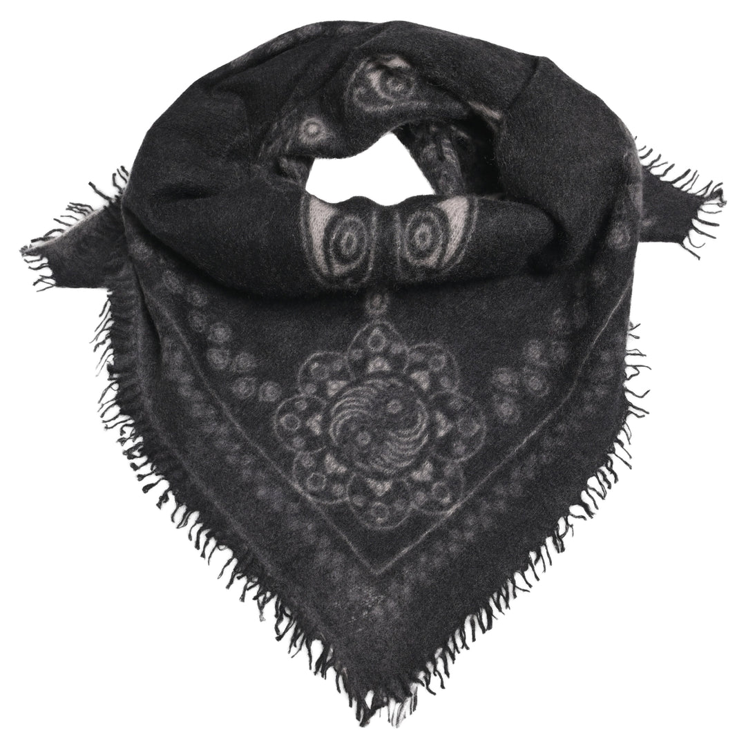 Schwarzes Kaschmir Bandana mit Ornament Muster