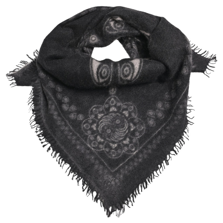 Schwarzes Kaschmir Bandana mit Ornament Muster